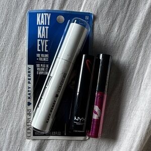 COVERGIRL Katy Kat Eye Mascara and NYX Lip Gloss and Satin Lipstick